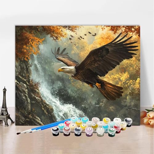 Malen Nach Zahlen Erwachsene Adler, Malen Nach Zahlen Fallen DIY Handgemalt Ölgemälde Kit, Paint by Numbers Adult Mit Pinseln und Acrylfarbe, Kreative Heimdekoration, Female Geschenk 70x100cm XZ-387 von Zhynfiie