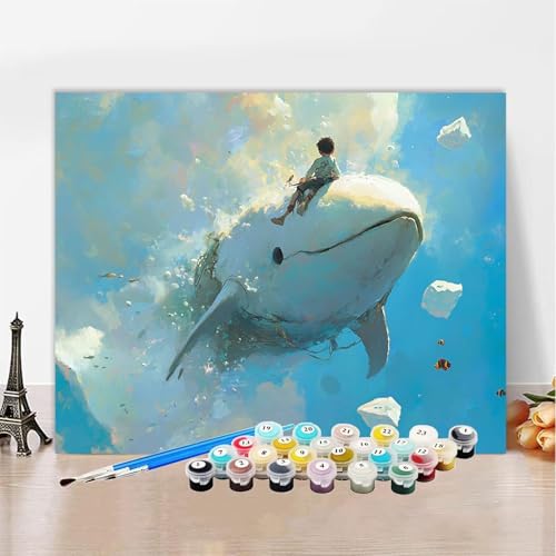 Malen Nach Zahlen Erwachsene Delphin, Malen Nach Zahlen Tier DIY Handgemalt Ölgemälde Kit, Paint by Numbers Adult Mit Pinseln und Acrylfarbe, Kreative Heimdekoration, Female Geschenk 90x120cm XZ-379 von Zhynfiie