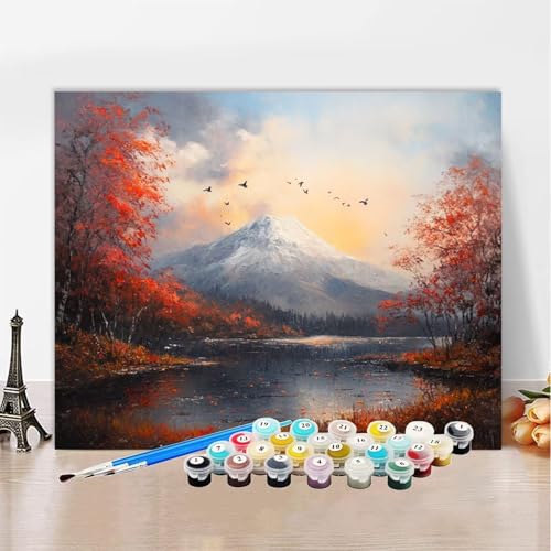 Malen Nach Zahlen Erwachsene Japan, Malen Nach Zahlen Berg DIY Handgemalt Ölgemälde Kit, Paint by Numbers Adult Mit Pinseln und Acrylfarbe, Kreative Heimdekoration, Female Geschenk 100x150cm XZ-33 von Zhynfiie