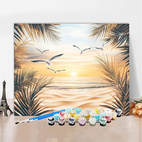 Malen Nach Zahlen Erwachsene Strand, Malen Nach Zahlen Tier DIY Handgemalt Ölgemälde Kit, Paint by Numbers Adult Mit Pinseln und Acrylfarbe, Kreative Heimdekoration, Female Geschenk 100x150cm XZ-37 von Zhynfiie