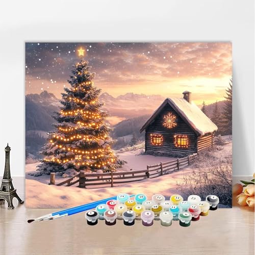 Malen Nach Zahlen Erwachsene Weihnachten, Malen Nach Zahlen Kabine DIY Handgemalt Ölgemälde Kit, Paint by Numbers Adult Mit Pinseln und Acrylfarbe, Kreative Heimdekoration 100x150cm Ohne Rahmen XZ-47 von Zhynfiie