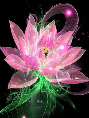 5D Diamond Painting Blume Diamant Painting Bilder, Lotus Diamond Painting Erwachsene Kinder DIY Stickerei Kreuzstich Basteln Diamond Painting Klein 30x40cm, Wand Zimmer Deko Aesthetic Geschenk 5-X von Zhyolei