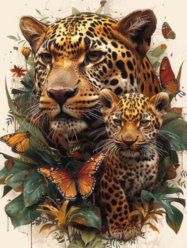 5D Diamond Painting Leopard Diamant Painting Bilder, Tier Diamond Painting Erwachsene Kinder DIY Stickerei Kreuzstich Basteln Diamond Painting Klein 30x40cm, Wand Zimmer Deko Aesthetic Geschenk -Ls79 von Zhyolei