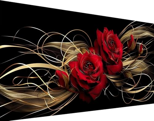 DIY 5D Diamond Painting Blume, Diamond Painting Erwachsene Groß XXL 30x60cm Rote Rose Diamant Painting Bilder Kinder Stickerei Kreuzstich Basteln Painting Set, Wand Zimmer Deko Geschenke für Damen H-Z von Zhyolei