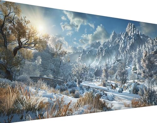 DIY 5D Diamond Painting Landschaft, Diamond Painting Erwachsene Groß XXL 50x100cm Schnee Berg Diamant Painting Bilder Kinder Stickerei Kreuzstich Basteln Painting Set, Wand Zimmer Deko Geschenke U-6 von Zhyolei