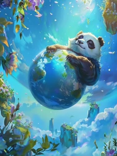 DIY 5D Diamond Painting Panda, Diamond Painting Erwachsene Klein 30x40cm Blume Diamant Painting Bilder Kinder Stickerei Kreuzstich Kristall Basteln Painting, Wand Zimmer Deko Geschenke für Damen 0-W von Zhyolei