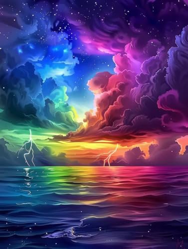 DIY 5D Diamond Painting Sternenhimmel, Diamond Painting Erwachsene Klein 30x40cm Regenbogen Diamant Painting Bilder Kinder Stickerei Basteln Painting Set, Wand Zimmer Deko Geschenke für Damen 6-9 von Zhyolei