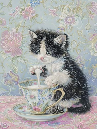 DIY 5D Diamond Painting Tier, Diamond Painting Erwachsene Klein 30x40cm Katze Diamant Painting Bilder Kinder Stickerei Kreuzstich Kristall Basteln Painting, Wand Zimmer Deko Geschenke für Damen 8-6 von Zhyolei