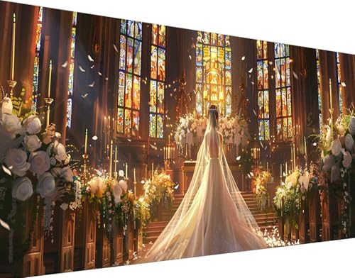 Diamond Painting Hochzeitskleid Diamond Painting Bilder Kinder, Frau Diamond Painting Erwachsene XXL 40x80cm, DIY 5D Diamant Painting Stickerei Kreuzstich Basteln Set, Wandzimmer Deko Schlafzimmer 1-W von Zhyolei