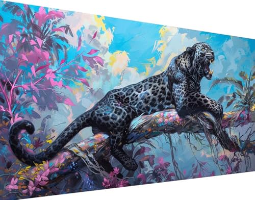 Diamond Painting Leopard Diamond Painting Bilder Kinder, Tiere Diamond Painting Erwachsene XXL 30x60cm, DIY 5D Diamant Painting Stickerei Kreuzstich Basteln Set, Wandzimmer Deko Schlafzimmer F-5 von Zhyolei