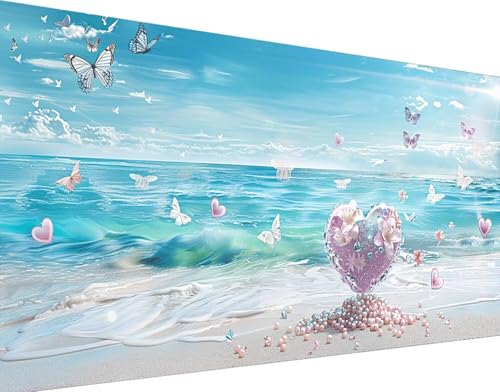 Diamond Painting Meer Diamond Painting Bilder Kinder, Schmetterlinge Diamond Painting Erwachsene XXL 50x100cm, DIY 5D Diamant Painting Stickerei Kreuzstich Basteln Set, Wandzimmer Deko Geschenk I-0 von Zhyolei