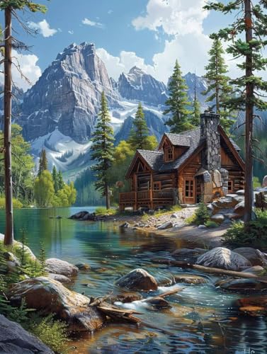 Landschaft Diamond Painting Fluss Diamant Painting Bilder, Diamanten Malerei Erwachsene Kinder DIY 5D Vollbohrer Kristall Stickerei Kreuzstich Bastelset, Zimmer Deko Wohnzimmer Geschenk 80x110cm -e647 von Zhyolei