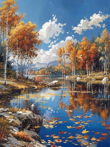 Landschaft Diamond Painting Fluss Diamond Painting Erwachsene Anfänger DIY 5D Vollbohrer Kristall Stickerei Kreuzstich Bilder Bastelset mit Vollständigem Zubehörm für Home Wand Deko 40x50cm -19e4 von Zhyolei