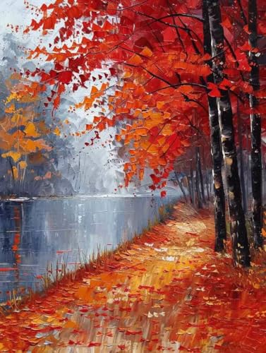 Landschaft Diamond Painting Herbst Diamond Painting Erwachsene Anfänger DIY 5D Vollbohrer Kristall Stickerei Kreuzstich Bilder Bastelset mit Vollständigem Zubehörm für Home Wand Deko 50x70cm -47s0 von Zhyolei