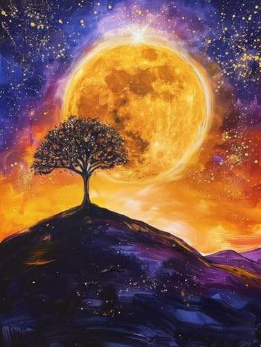 Mond Malen Nach Zahlen Baum Malen Nach Zahlen Erwachsene mit Rahmen Handgemalt Olgemälde Set Mit 3 - Pinseln und Acrylfarbe Farbige Leinwand Paint by Numbers Adult für Deko Wohnzimmer 100x135cm -r14F Mond Malen Nach Zahlen Baum Malen Nach Zahlen Erwachsene mit Rahmen Handgemalt Olgemälde Set Mit 3 - Pinseln und Acrylfarbe Farbige Leinwand Paint by Numbers Adult für Deko Wohnzimmer 100x135cm -r14F von Zhyolei