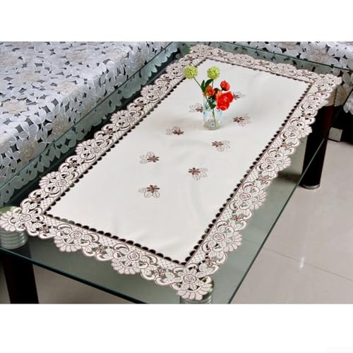 ZiStarlilife Spitzen-Tischdecke, Satin-Stoff, wiederverwendbar, französisches Thema, Heimdekoration, Hochzeit, Spitze, Tischdecke, für Küche, Picknick, Feiern von ZiStarlilife