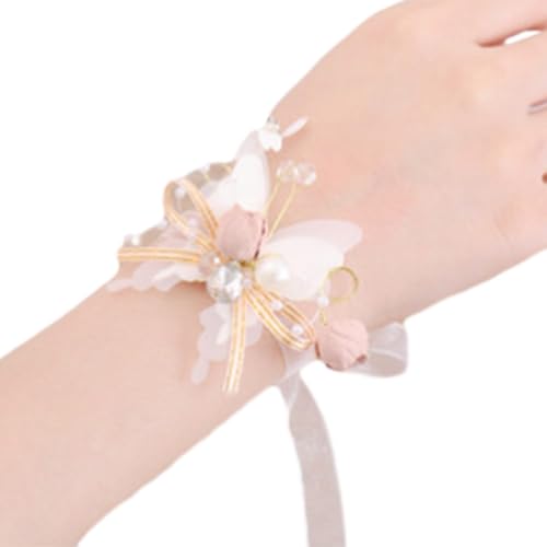 ZiYouao Blumenarmband 2 Stücke Handgelenk Blume Boutonniere(Pink S) von ZiYouao