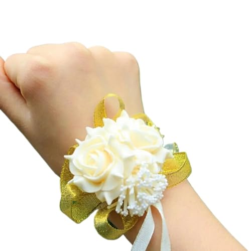 ZiYouao Blumenarmband 4 Stücke Handgelenk Blumen Accessoires Boutonniere(Champagne) von ZiYouao