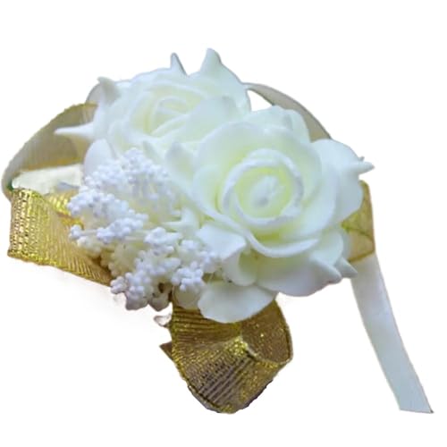 ZiYouao Blumenarmband 4 Stücke Handgelenk Blumen Accessoires Boutonniere(White) von ZiYouao