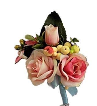 ZiYouao Blumenarmband 4-teiliges Blumen-Anstecker for das Handgelenk Boutonniere(Pink Corsage) von ZiYouao