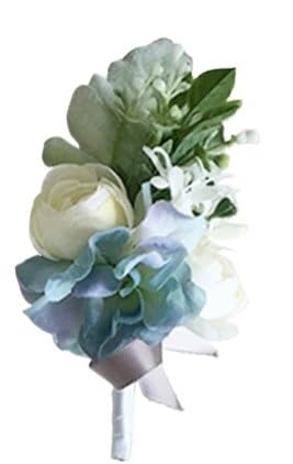 ZiYouao Blumenarmband Armbänder Künstliche Seidenblumen Bräutigam Boutonniere Mann Braut Handgelenk Corsage Frauen Party Dekor Boutonniere(White corsasge) von ZiYouao