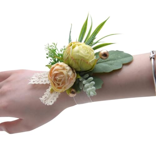 ZiYouao Blumenarmband Blumen Handgelenk Corsage Brautjungfer Hochzeit Zubehör Armband Boutonniere(Color 06) von ZiYouao