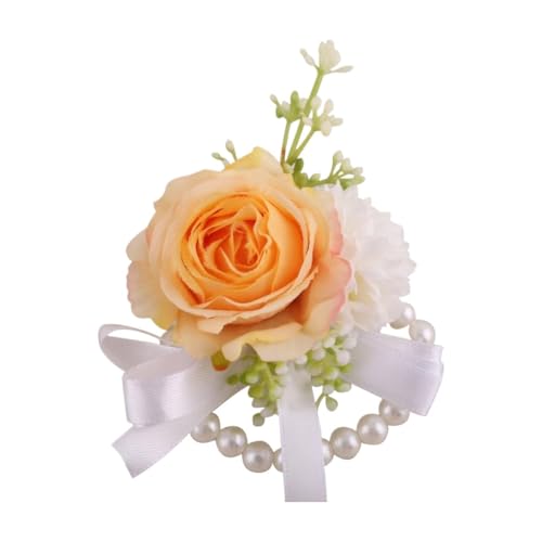 ZiYouao Blumenarmband Hochzeit Handgelenk Blume Bogen Dekoration Weiß Daisy Corsage Und Handgelenk Blume Blume Armband Boutonniere(Orange) von ZiYouao