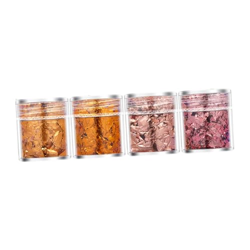 Ｚｉａｌｏｆｉ 4x Nail Art Folienflocken Konfetti Folie Glitzer Pailletten Maniküre Charms Dekorationen, Roségold von Ｚｉａｌｏｆｉ