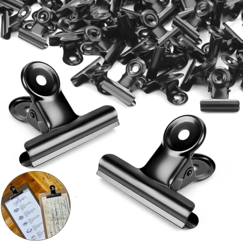 Ziamzra 60 Stück Bulldog Clips Kleine Metall Klammern 20 mm Bulldogge Büroklammern Schwarz Metallscharnierclip Papierklammern für Fotobilder Lebensmittelbeutel Taschen Kitchen Office von Ziamzra