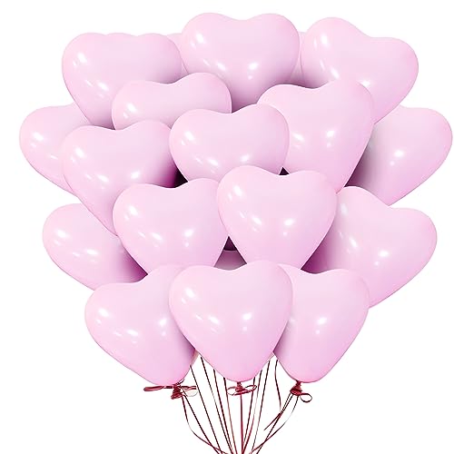 Ziamzra 90 Stück Hochzeit Luftballons Rosa Herzluftballons Helium Ballons Hochzeit 10 Zoll Herz Naturlatex Ballons Matt Luftballons Herzballons für Hochzeit Verlobung Valentinstag Partydeko von Ziamzra