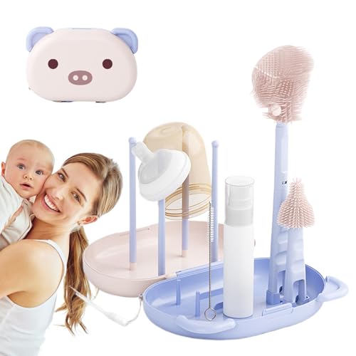 Zibeem Flaschenreiniger Pinsel Baby, Milchflaschenbürste,Haushaltsnippel & Flaschen Spalten Brush Kit - Tragbares schmales Tassenwaschwerkzeug, sicherer Detaillierer für Freunde, Liebhaber von Zibeem