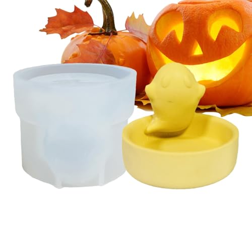 Halloween-Kerzenhalter-Form, Kerzenhalter für Halloween-Dekoration - Geister-Kerzenhalterform, Geister-Silikonform,Halloween-Silikonformen, Kerzenständer-Gießform für Aromatherapie, Partys von Ziennhu