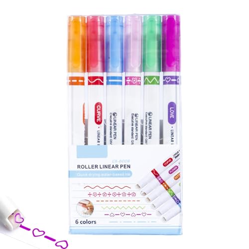 Ziennhu Marker mit Doppelkontur, farbige gebogene Stifte, Stifte mit doppelter Spitze mit verschiedenen Farben, 6 Stifte mit Rand, Scrapbooking-Zubehör für von Ziennhu