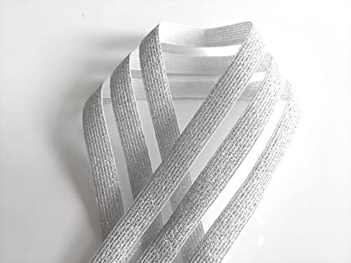 Glitzer Gummiband mit 3 Streifen, 3 Meter - 5 cm breit, Silber von Zierstoff einfach nähen