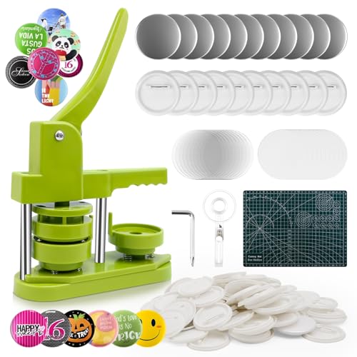 Buttonmaschine 58mm, Zilchx Button Maschine Set mit 100 Zubehör & Kreisschneider, Button Maker, Buttons Selber Machen, Pin Maker Machine 2,25 Zoll, DIY Abzeichen Maschine Set für Erwachsene Kinder von Zilchx