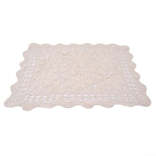 Rechteckige Vintage-Tischdecke, Baumwollspitze, 40,6 x 58,4 cm, geeignet für Esstisch, Café, Bar-Dekoration (Beige) von Zilimontt