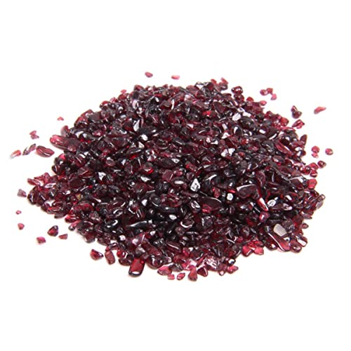 Natürlicher Reiki-Aquamarin-Chips-Stein, 3–5 mm, polierter Malachit, 20–100 g, lose Kiessteinperlen für DIY-Schmuckherstellung, Dekoration, Granat, 50 g von ZimiZu