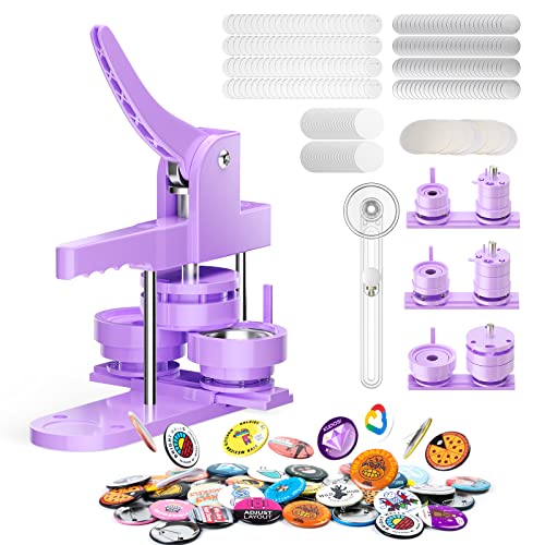 Button Maker Badge Machine 58+32+25mm Drücken Sie den DIY Button Press Machine Zimiking Pin Badge Making Kit mit 300 Kunststoff-Button-Teilen und Kreisschneidern für Party und Geschenke von Zimiking