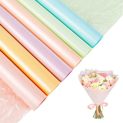 30 Blatt Seidenpapier, 6 Farben Seidenpapier Bunt zum Basteln Verpacken Geschenktüten, Seidenpapier in Metallischer Farbe, Farbiges Seidenpapier zum Verpacken von Geschenken, für Hochzeit Geburtstag von Zimoer