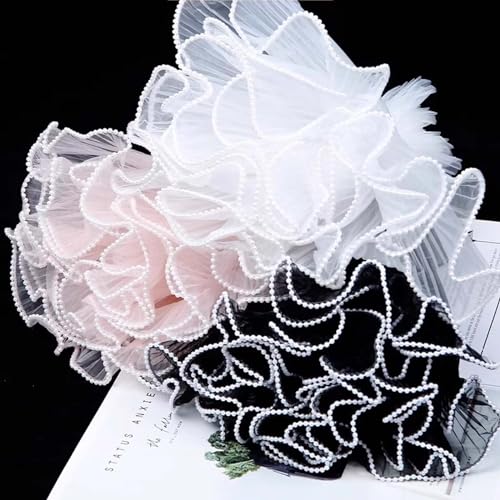 Blumen-Geschenknetz,4 Yard 28cm Blume Wrapping Mesh Garn,Geschenkpapier für Blumenladen,Perlen Falten Gewellt Blumenstrauß Geschenkverpackung Papier für Hochzeit,Geburtstag Dekoration(Schwarzes) von Zimoer