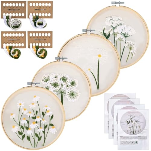 Zimoer Anfänger Stickerei Set, Kreuzstich-Sets Embroidery Starter Kit mit Blumen- und Vogelmuster und Anleitung, Sticktuch, Stickrahmen, farbige Fäden und Werkzeug für DIY Kunst, Handwerk (Stil B) von Zimoer