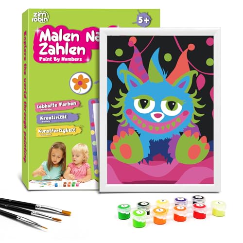 Zimrobin Malen Nach Zahlen für Kinder –13×18cm Malen Nach Zahlen Kinder ab 5 6 7 Jahre Mädchen und Junge，Kreatives Geschenk mit Rahmen 3 Pinsel und Acrylfarben (Bunter kleiner Elf) von Zimrobin