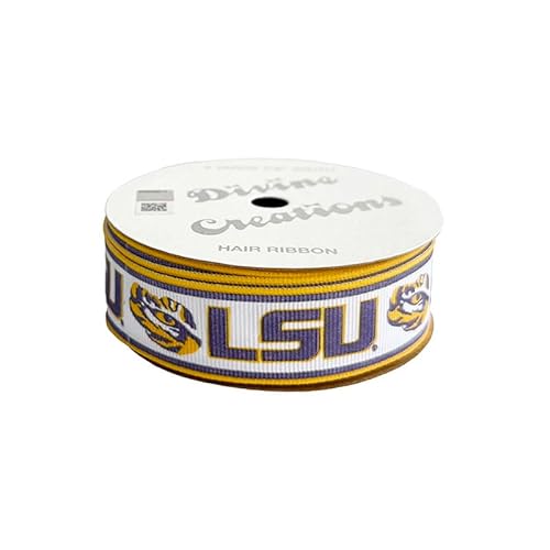 2,2 cm LSU Ripsband, lizenziert von Divine Creations, offizielles Lizenzprodukt, 2,7 m von Zip Sew Craft