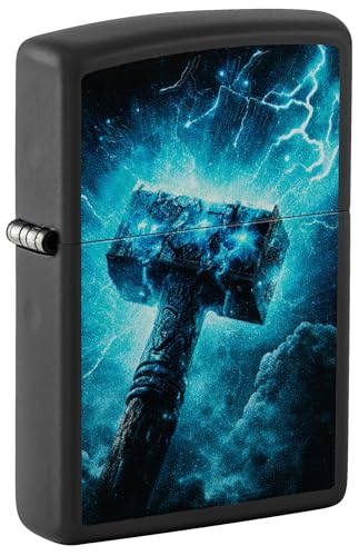 Zippo Sturmfeuerzeug - Thors Hammer Design - Nachfüllbar- Geschenkbox - Metall - Made in USA, Schwarz von Zippo