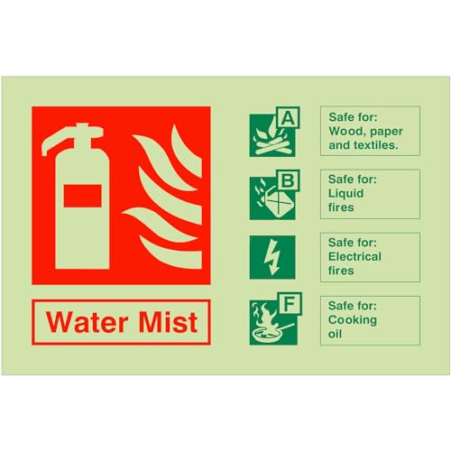 Metallschild, leuchtet im Dunkeln, Wassernebel, Feuerlöscher, Warnhinweis, Sicherheitsblechschild, 20,3 x 30,5 cm Metallschild, leuchtet im Dunkeln, Wassernebel, Feuerlöscher, Warnhinweis, Sicherheitsblechschild, 20,3 x 30,5 cm von Ziwarsich