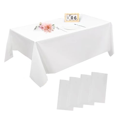 Zixrmor 4 Stück Tischdecke weiß Papiertischdecke Rolle Party Dinner Tischdecke Bierzeltgarnitur Tischdecke Geburtstag Biertisch Tischdecke 137 * 274cm Tischdecke Biertisch (Weiß) von Zixrmor