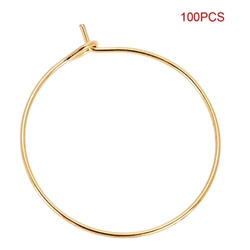 100 Stück Ohrring-Kreolen, stilvolle hypoallergene Stahlkreis-Ohrringe, Weinglas-Markierungsring, Schmuckzubehör für Frauen (Gold 35 * 30MM) von Zixyqol