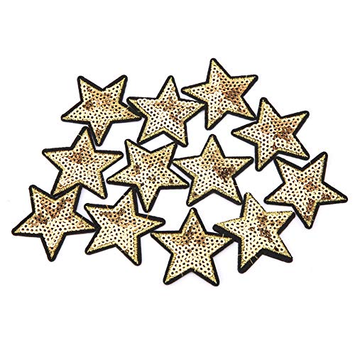 12Pcs Star Patches, Iron On Star Patch Applique Embellishments, DIY Sequined Star Pattern Embroidery Sticker Clothes Patch Accessory von Zixyqol