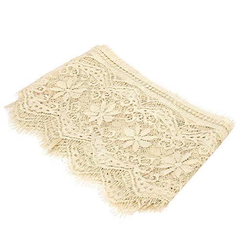 Stickerei-Spitze, 273 cm, Wimpern-Spitzenbesatz, 14,5 cm breit, floral bestickter Spitzenstoff für Kleidungsdekoration, Nähen, Haarschmuck, Kartonverpackung (Beige) von Zixyqol