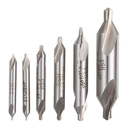 Ziyan 6 Stücke Zentrierbohrer HSS Kombiniert Center Bohrer Senker Drill Bit Set 1/1,5/2/2,5/3/5mm von Ziyan